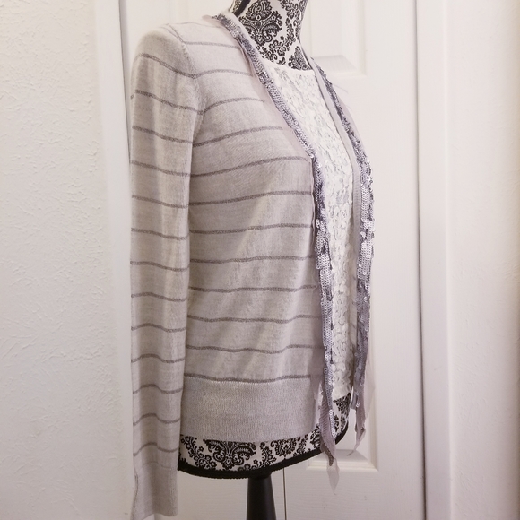 Ann Taylor Loft Sequin & Striped Open Cardigan - Picture 4 of 10